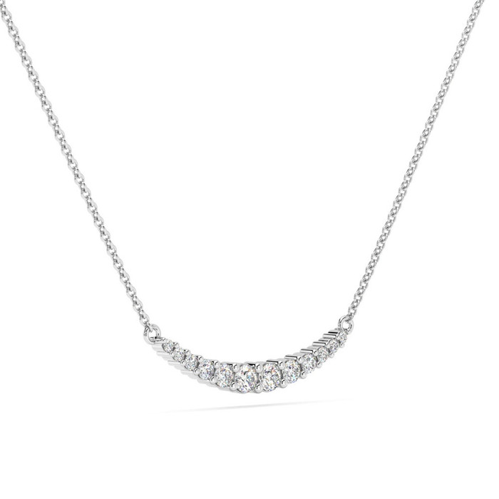 1/2Ct TW Diamond Graduated Bar Necklace 14k Gold Lab Grown Pendant 28mm