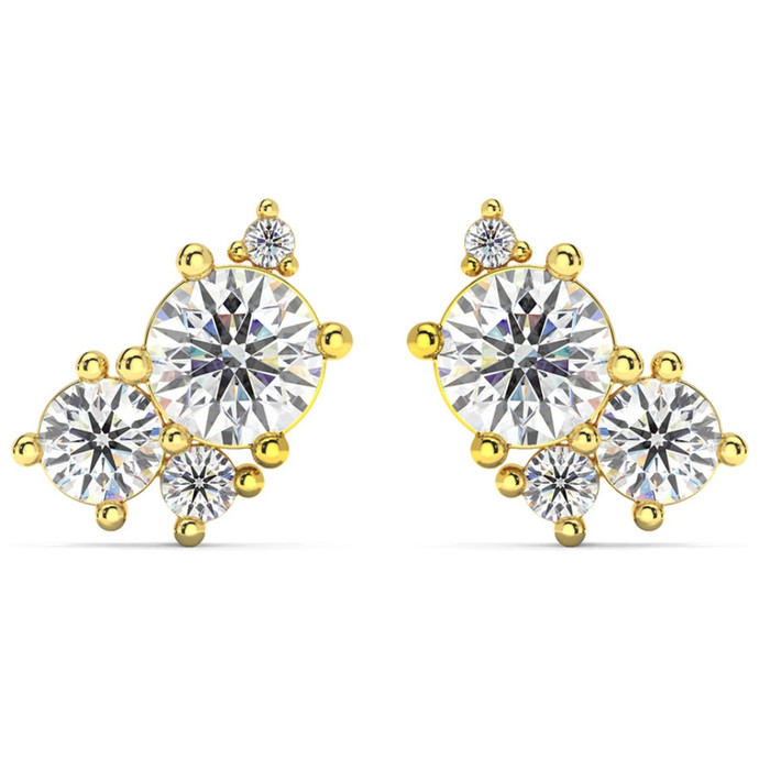 G/VS 2.50Ct Diamond Studs Bouquet Earrings 14k Gold Lab Grown 11.5mm G/VS 2.50Ct Diamond Studs Bouquet Earrings 14k Gold Lab Grown 11.5mm