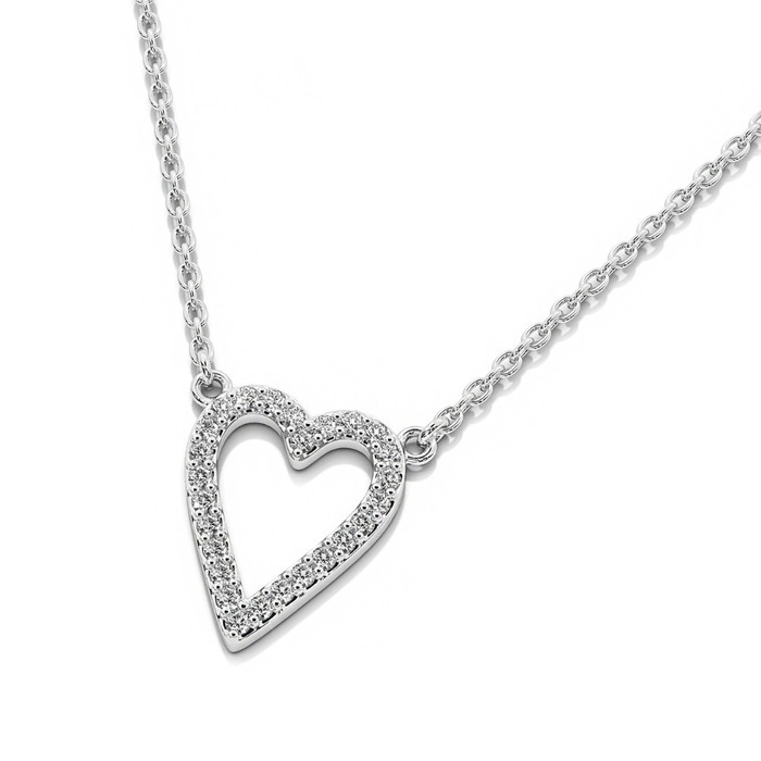 1/5Ct Diamond Heart Pendant 14k Gold 18" Necklace Lab Grown 1/2" 1/5Ct Diamond Heart Pendant 14k Gold 18" Necklace Lab Grown 1/2"