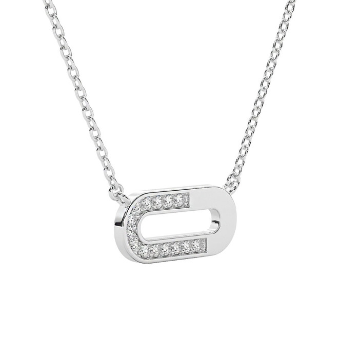 Diamond Paper Pendant 14k Gold 18" Necklace Lab Grown 1/2" Wide