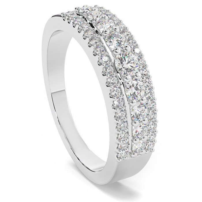 5/8Ct Pave 3-Row Diamond Wedding Ring Stackable Band 14k Gold Lab Grown 5/8Ct Pave 3-Row Diamond Wedding Ring Stackable Band 14k Gold Lab Grown