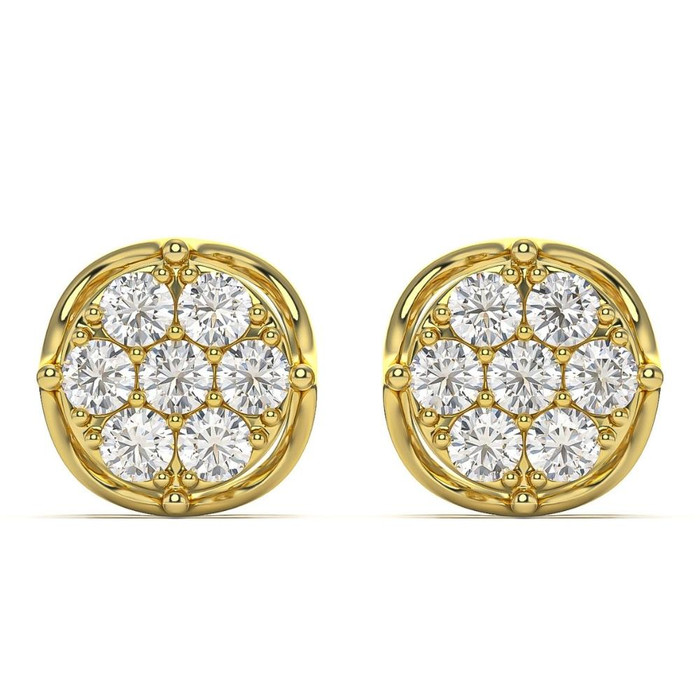 1 - 2 3/4Ct Diamond 7-Stone Stud Earrings White, Yellow, or Rose Gold Lab Grown