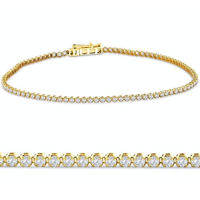 1.23 - 4.00Ct TW Diamond Tennis Bracelet 7" 14k Gold Lab Grown