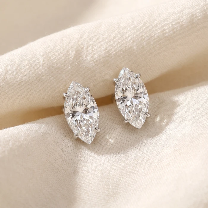.50 - 4.00 Ct TW Marquise Diamond Studs in 14k Gold Lab Grown Earrings
