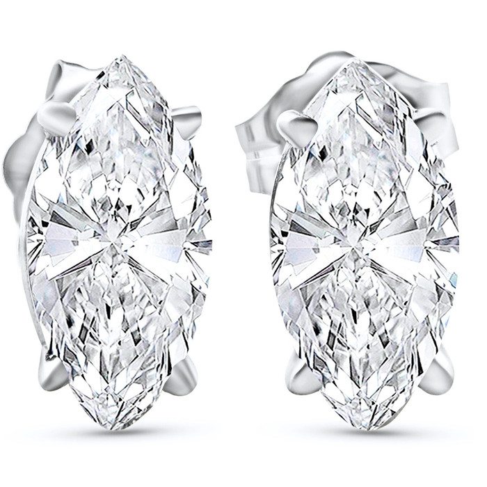 .50 - 4.00 Ct TW Marquise Diamond Studs in 14k Gold Lab Grown Earrings