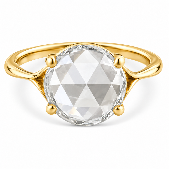 1 - 4Ct Rose Cut Solitaire Diamond Corset Engagement Ring 14k Gold Lab Grown
