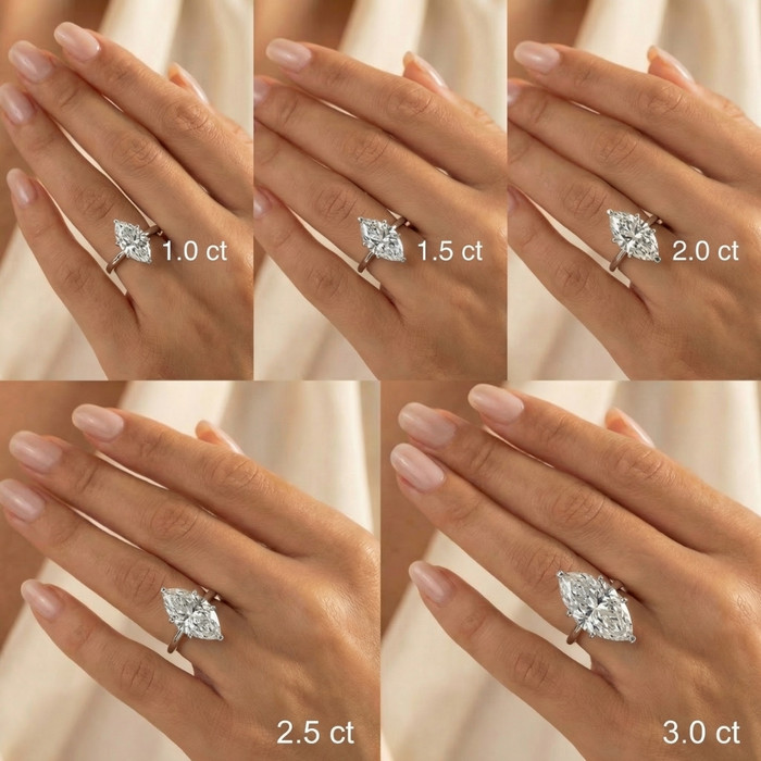 Certified 2 - 6Ct Marquise Solitaire Diamond Engagement Ring 14k Gold Lab Grown