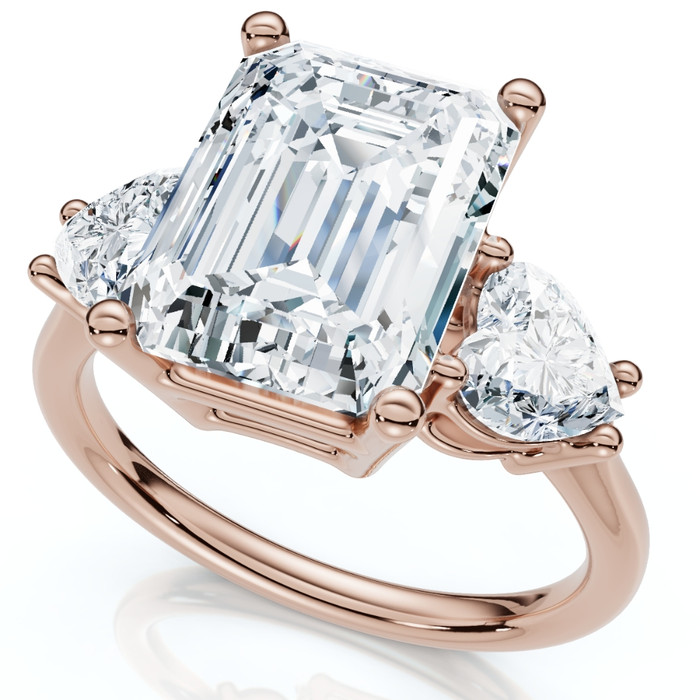 Certified 2.50 - 5.50Ct Emerald & Heart Shape Diamond Engagement Ring 14k Gold Lab Grown