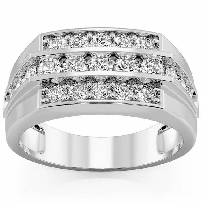 1 1/2Ct Men's Diamond Wedding Annivesary Ring Gold Lab Grown