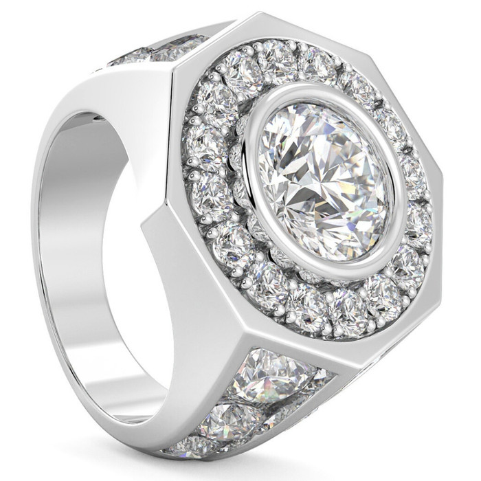 Men's 8 1/2Ct Diamond Hexagon Anniversary Pinkie Ring Gold Lab Grown Men's 8 1/2Ct Diamond Hexagon Anniversary Pinkie Ring Gold Lab Grown