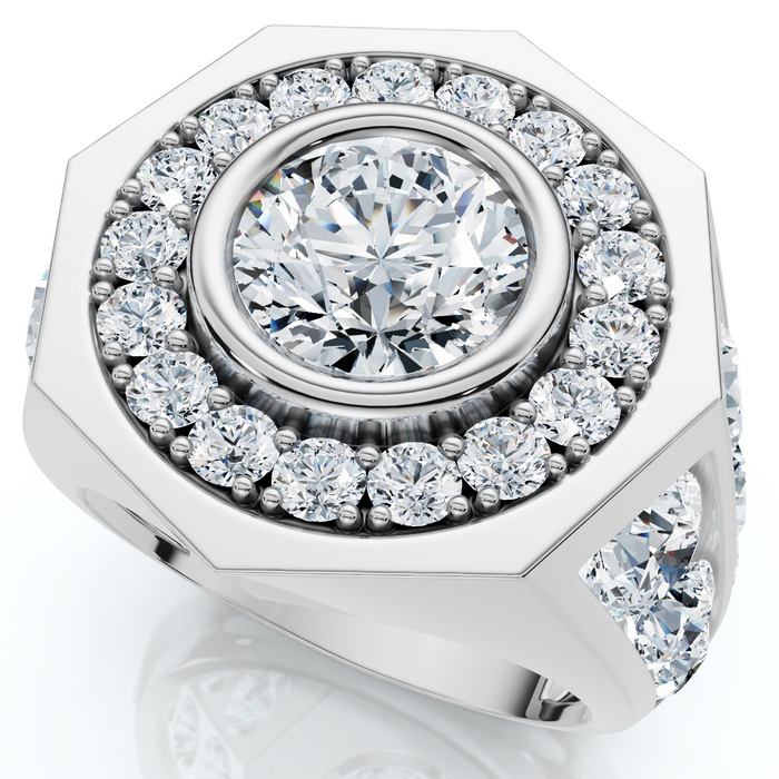 Men's 8 1/2Ct Diamond Hexagon Anniversary Pinkie Ring Gold Lab Grown