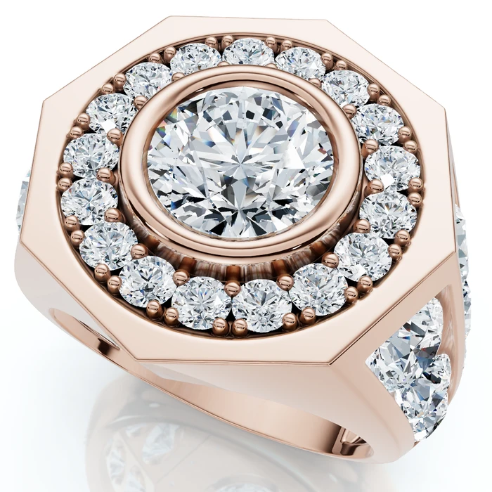 Men's 8 1/2Ct Diamond Hexagon Anniversary Pinkie Ring Gold Lab Grown