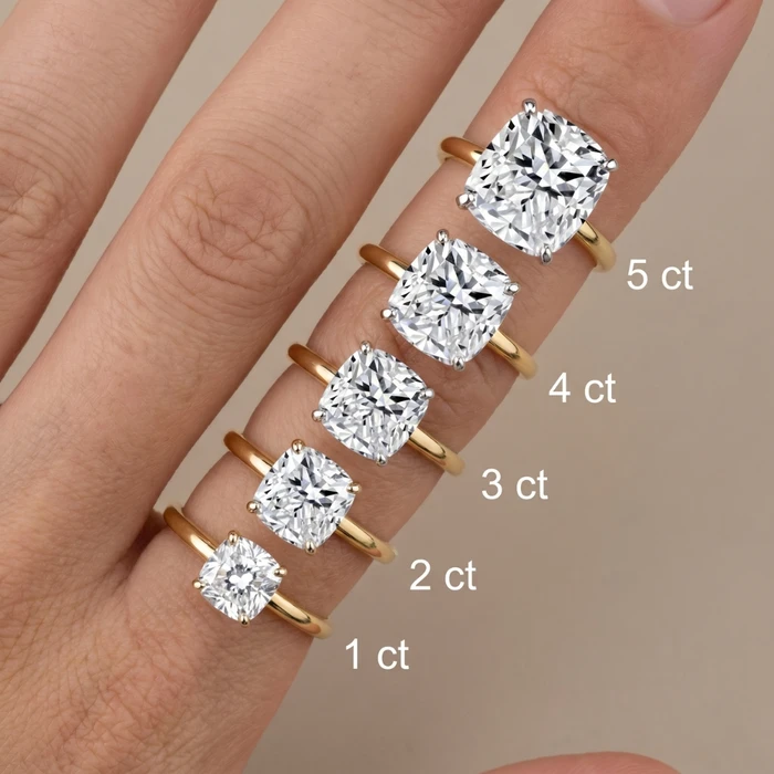 Certified 1 - 5 Ct Cushion Solitaire Diamond Engagement Ring 14k Gold Lab Grown