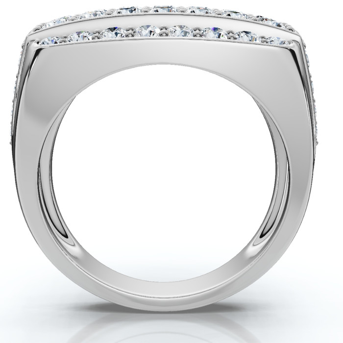 3Ct Wide Diamond Men's Ring 14k White or Yellow Gold Lab Grown