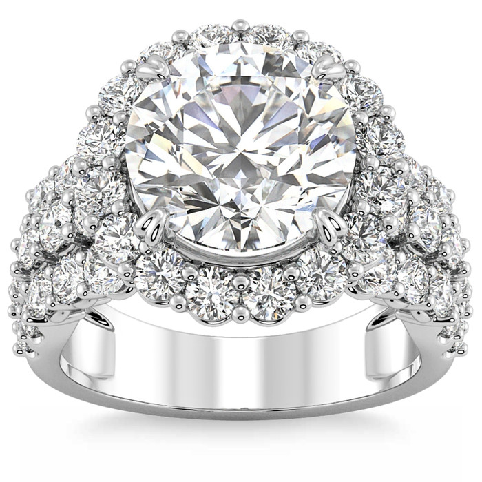 Certified 5Ct Diamond Multi Row Engagement Ring 14k Gold Lab Grown