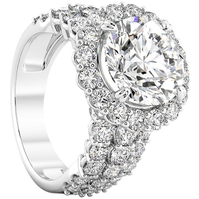 Certified 5Ct Diamond Multi Row Engagement Ring 14k Gold Lab Grown