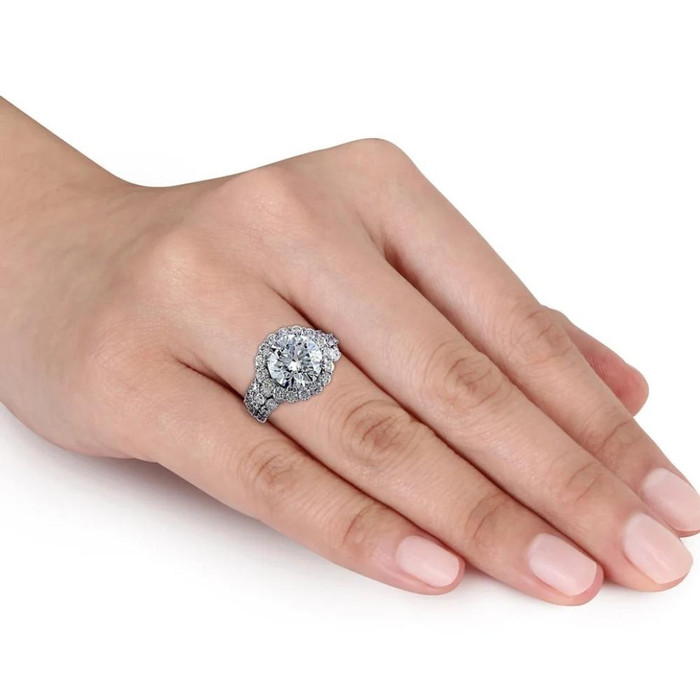 Certified 5Ct Diamond Multi Row Engagement Ring 14k Gold Lab Grown