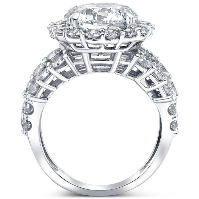 Certified 5Ct Diamond Multi Row Engagement Ring 14k Gold Lab Grown