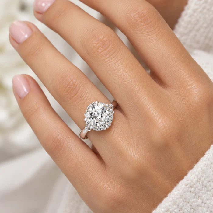 Certifed 5 1/2Ct Round Diamond Engagement Ring 14k Gold Lab Grown