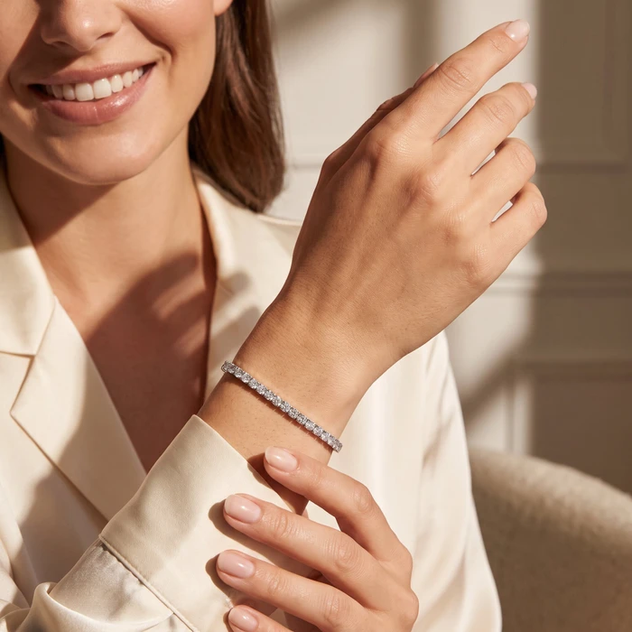 2 - 10Ct TW Flexible Diamond Bangle Tennis Bracelet Lab Grown 14k Gold