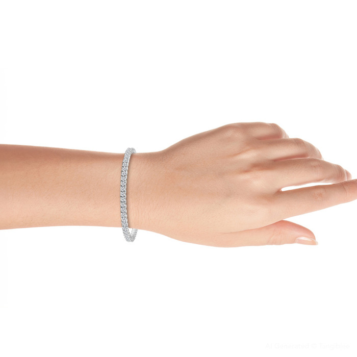 2 - 10Ct TW Flexible Diamond Bangle Tennis Bracelet Lab Grown 14k Gold