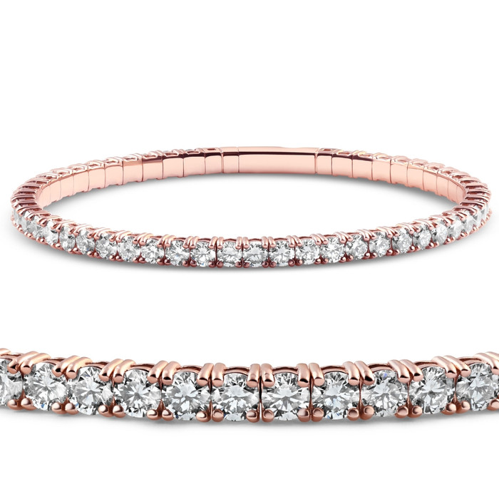 2 - 10Ct TW Flexible Diamond Bangle Tennis Bracelet Lab Grown 14k Gold
