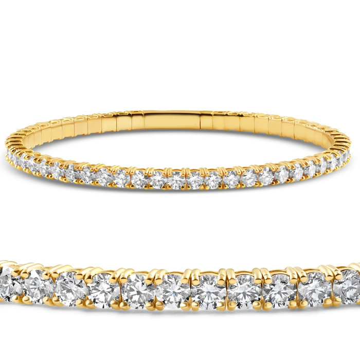 2 - 10Ct TW Flexible Diamond Bangle Tennis Bracelet Lab Grown 14k Gold