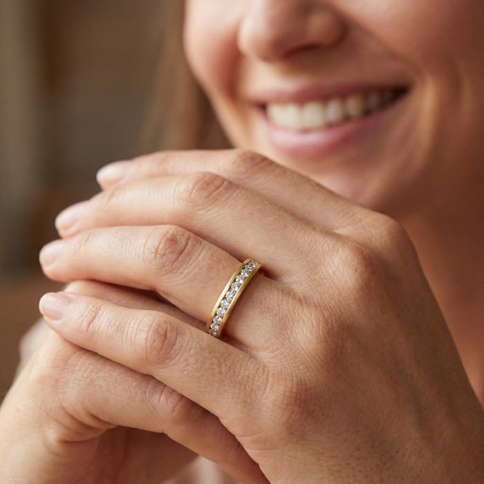 1/2Ct TW Channel Set Lab Grown Diamond Eternity Wedding Stackable Ring 14k Gold