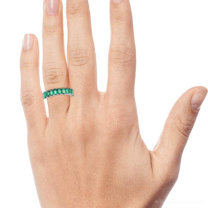 2.50Ct Emerald 11-Stone Wedding Anniversary Ring Stackable 14k White Gold Band 2.50Ct Emerald 11-Stone Wedding Anniversary Ring Stackable 14k White Gold Band