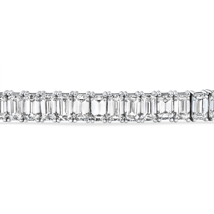 10 - 30Ct Emerald Cut Diamond Tennis Bracelet 14k Gold Lab Grown 7"