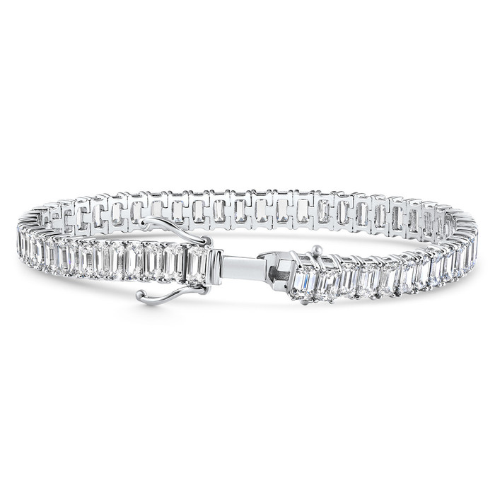 10 - 30Ct Emerald Cut Diamond Tennis Bracelet 14k Gold Lab Grown 7"
