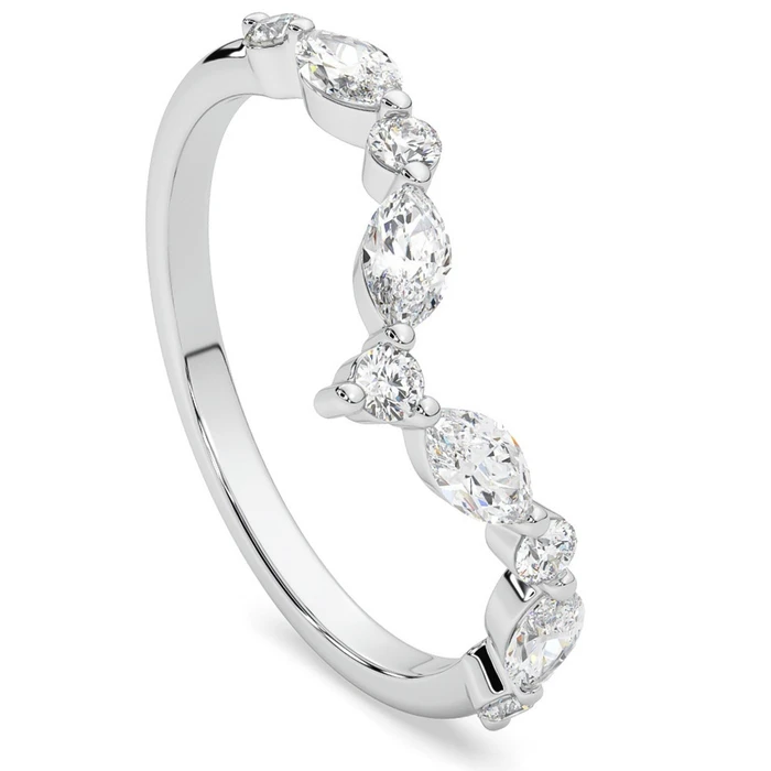 .60Ct Diamond Guard Insert V Shape Marquise Wedding Ring 10k Gold Lab Grown