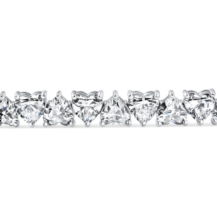 10 - 23Ct Heart Shape Diamond Tennis Bracelet 14k Gold 7" Lab Grown