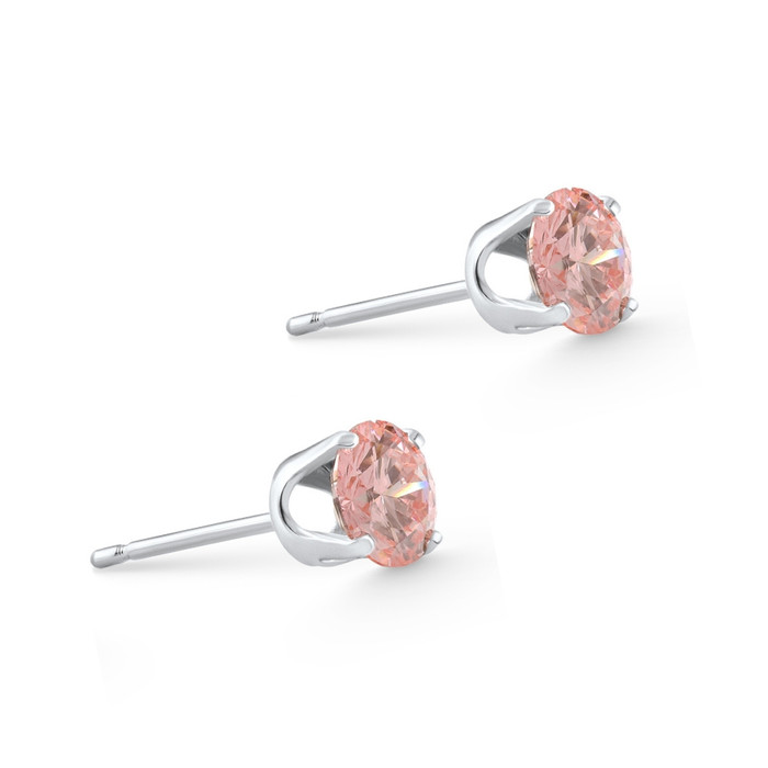 1/3 - 1Ct Pink Diamond Studs 14k White or Yellow Gold Lab Grown