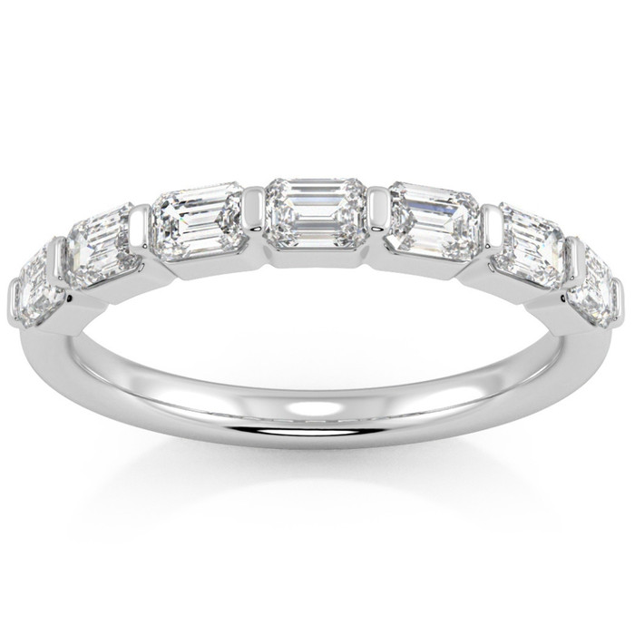 1 Ct Emerald Cut Diamond East To West Wedding Stackable Ring 14k Gold Lab Grown 1 Ct Emerald Cut Diamond East To West Wedding Stackable Ring 14k Gold Lab Grown