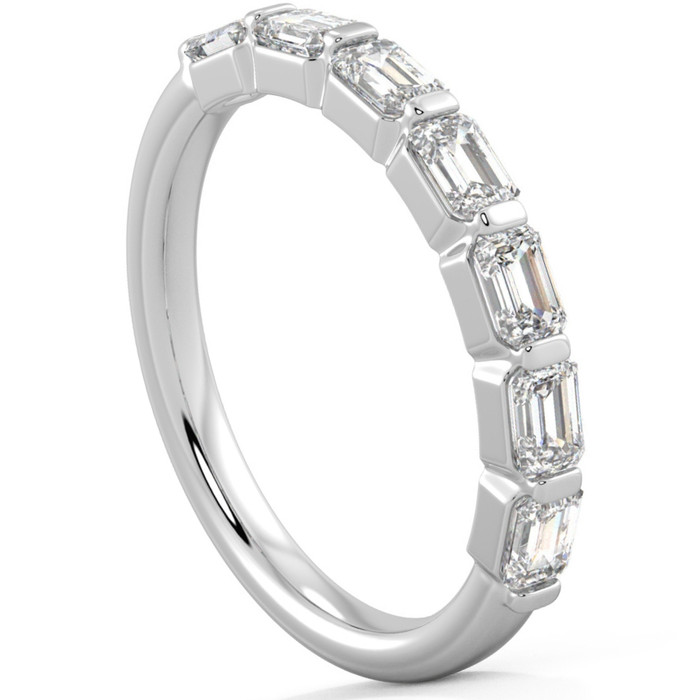 1 Ct Emerald Cut Diamond East To West Wedding Stackable Ring 14k Gold Lab Grown