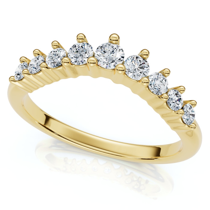 3/8Ct Diamond Contour Wedding Guard Ring Womens Band 14k Gold Lab Grown 3/8Ct Diamond Contour Wedding Guard Ring Womens Band 14k Gold Lab Grown