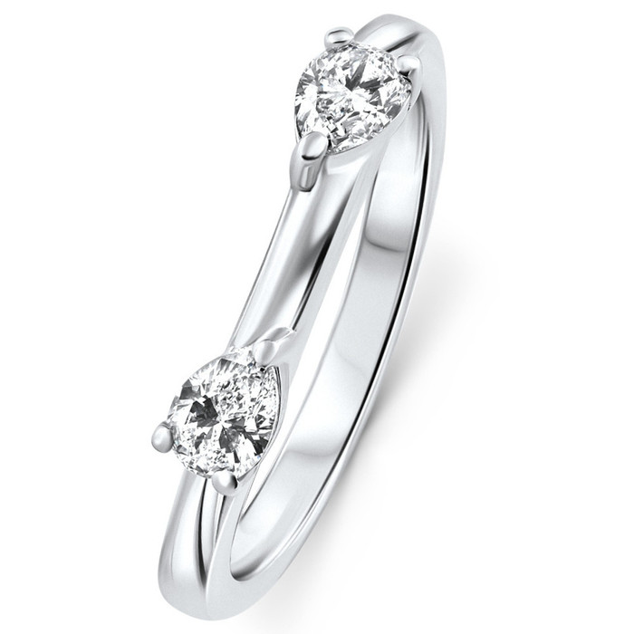 1/2Ct Pear Shape Diamond Contour Wedding Guard Ring 14k Gold Lab Grown