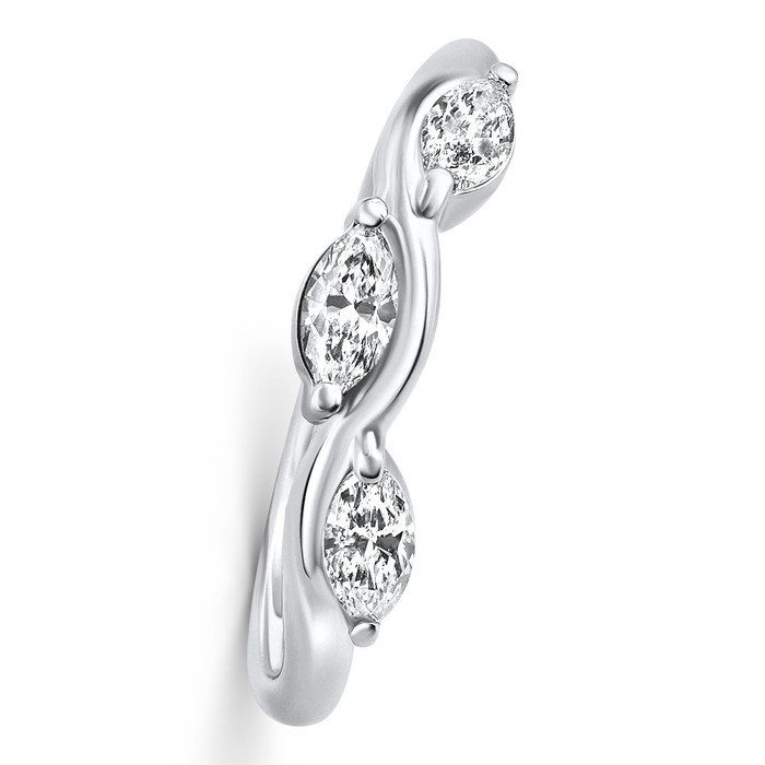 1/2Ct Marquise Diamond Contour Wedding Guard Ring Womens Band 14k Gold Lab Grown 1/2Ct Marquise Diamond Contour Wedding Guard Ring Womens Band 14k Gold Lab Grown