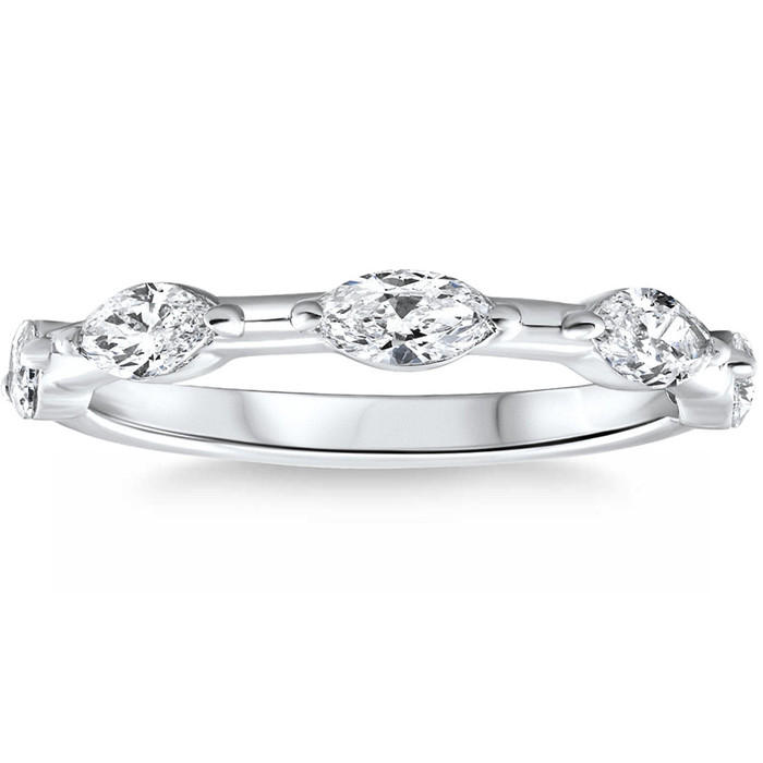 .80Ct Marquise Cut Diamond Wedding Ring Stackable Band 14k Gold Lab Grown .80Ct Marquise Cut Diamond Wedding Ring Stackable Band 14k Gold Lab Grown
