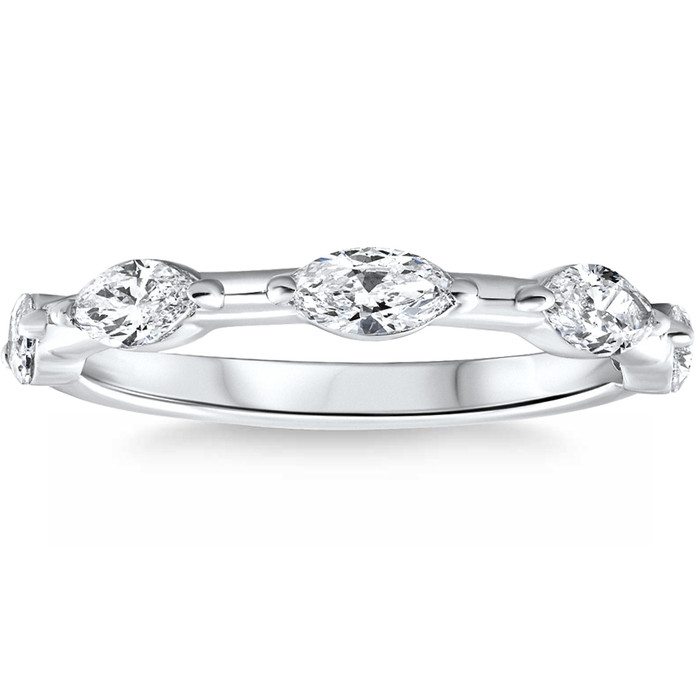 .80Ct Marquise Cut Diamond Wedding Ring Stackable Band 14k Gold Lab Grown .80Ct Marquise Cut Diamond Wedding Ring Stackable Band 14k Gold Lab Grown