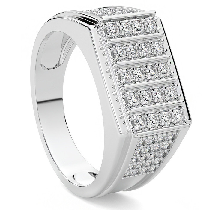 1Ct Men's Diamond Ring 14k Gold Lab Grown