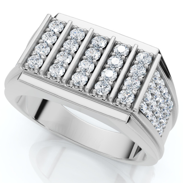 1Ct Men's Diamond Ring 14k Gold Lab Grown