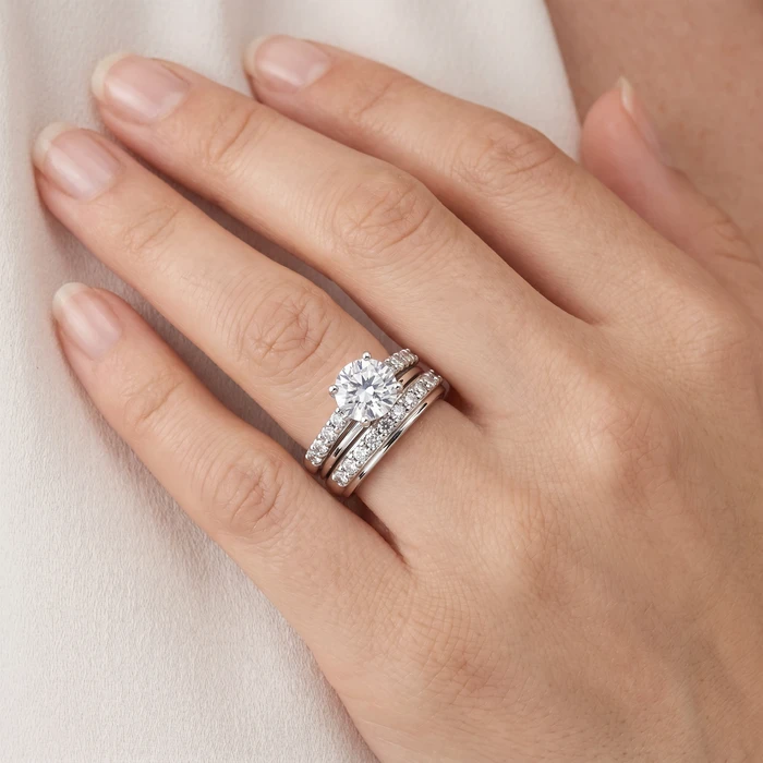 Certified 3ct Diamond Engagement Ring Wedding Band Set 14k White Gold Lab Grown