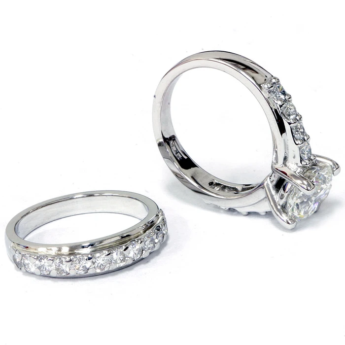 Certified 3ct Diamond Engagement Ring Wedding Band Set 14k White Gold Lab Grown