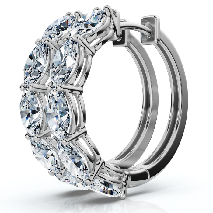 1 - 5Ct Diamond Oval Shape Hoops 14k Gold Lab Grown Women's Earrings 1 - 5Ct Diamond Oval Shape Hoops 14k Gold Lab Grown Women's Earrings