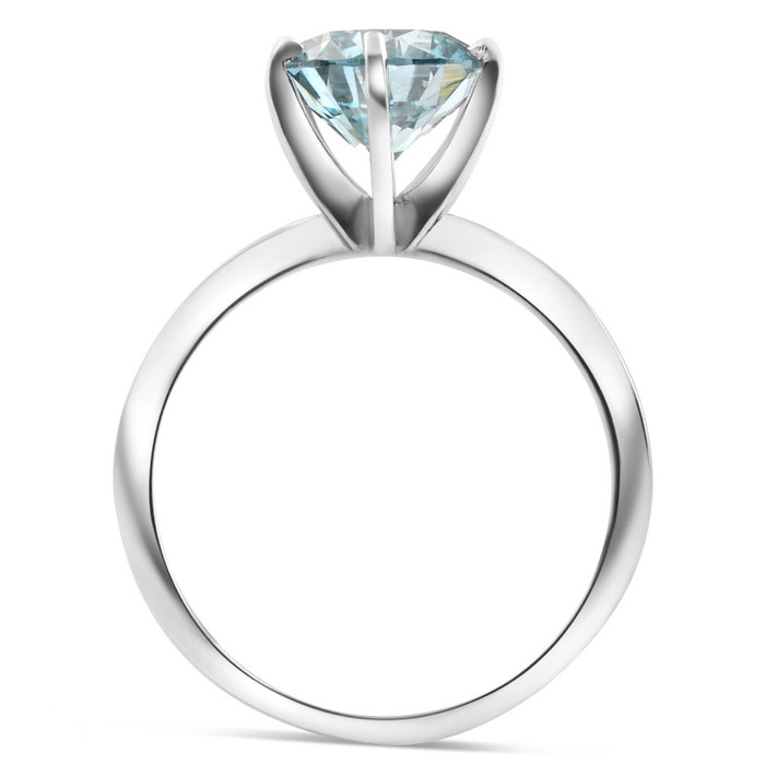 1 - 4Ct Solitaire Blue Diamond Engagement Ring 14k Gold Lab Grown