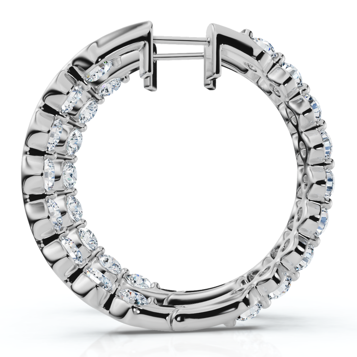 1 - 5 Ct Single Prong Diamond Hoops 14k Gold Lab Grown Women's Earrings 1.25"