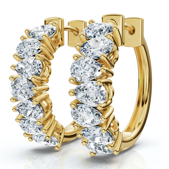 2 - 6 Ct Pear Shape Diamond Hoops 14k Gold Lab Grown Women's Earrings