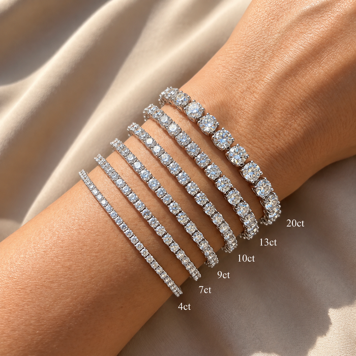 2 - 20Ct Diamond Tennis Bracelet 7" 14k Gold Lab Grown